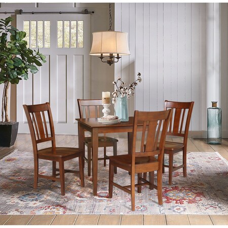 International Concepts 30 in. x 30 in. Dining Table with 4 San Remo SplatBack Chairs - 5 Piece Dining Set K581-3030-C10-4